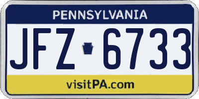 PA license plate JFZ6733