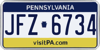 PA license plate JFZ6734
