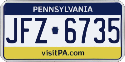 PA license plate JFZ6735