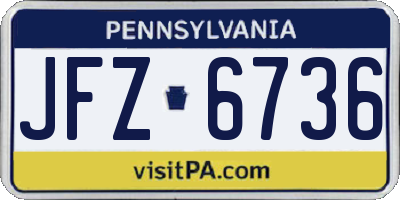 PA license plate JFZ6736