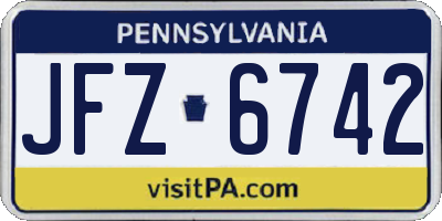 PA license plate JFZ6742