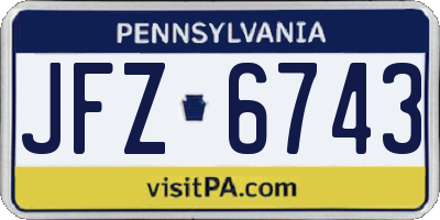 PA license plate JFZ6743