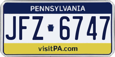 PA license plate JFZ6747