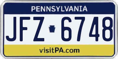 PA license plate JFZ6748