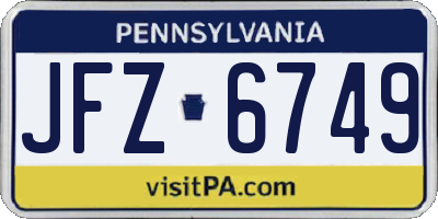 PA license plate JFZ6749
