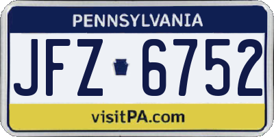 PA license plate JFZ6752