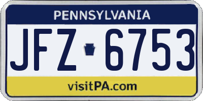 PA license plate JFZ6753