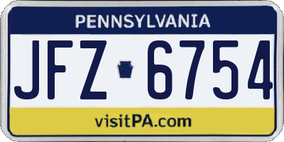 PA license plate JFZ6754