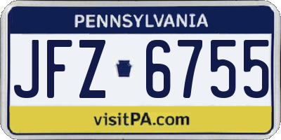 PA license plate JFZ6755