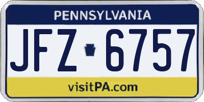 PA license plate JFZ6757
