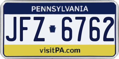 PA license plate JFZ6762