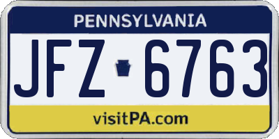 PA license plate JFZ6763