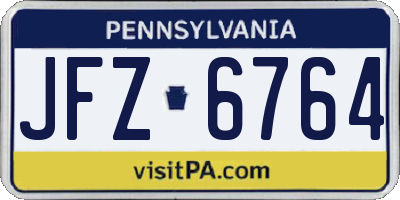 PA license plate JFZ6764