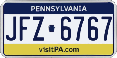 PA license plate JFZ6767