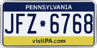 PA license plate JFZ6768