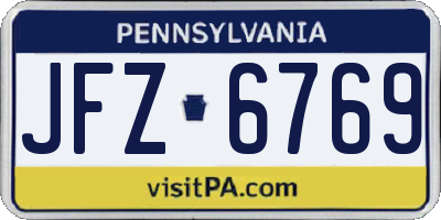 PA license plate JFZ6769