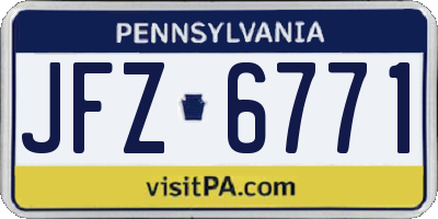PA license plate JFZ6771