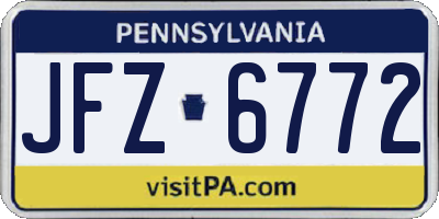 PA license plate JFZ6772