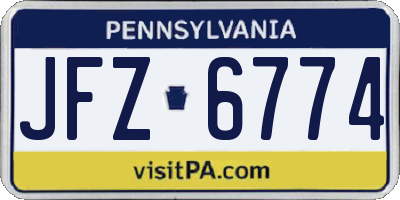PA license plate JFZ6774