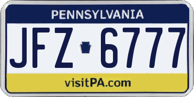 PA license plate JFZ6777