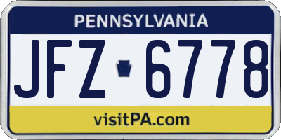 PA license plate JFZ6778