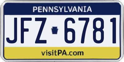 PA license plate JFZ6781