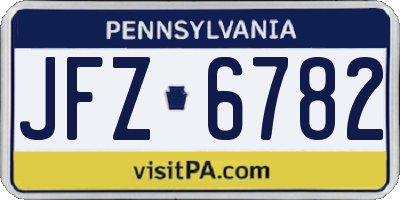 PA license plate JFZ6782