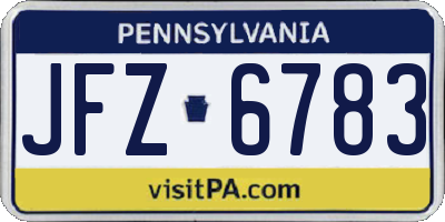 PA license plate JFZ6783