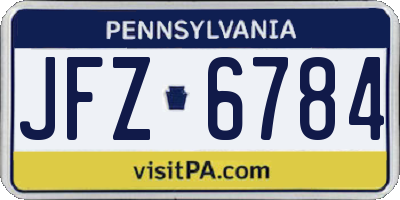 PA license plate JFZ6784