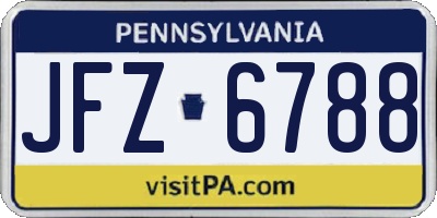 PA license plate JFZ6788
