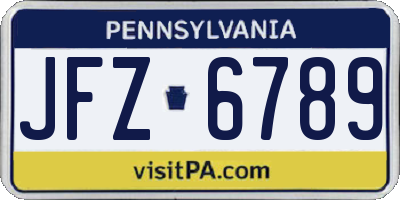 PA license plate JFZ6789