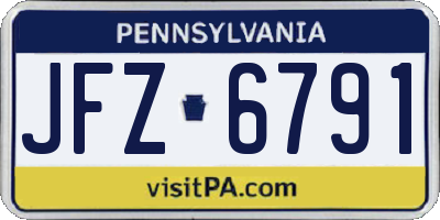 PA license plate JFZ6791