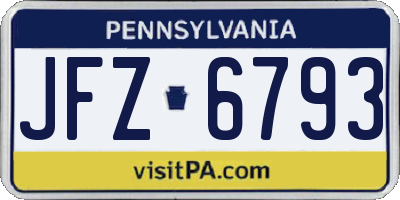 PA license plate JFZ6793