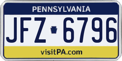 PA license plate JFZ6796