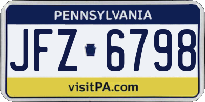 PA license plate JFZ6798
