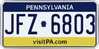 PA license plate JFZ6803