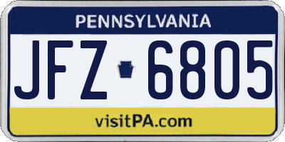 PA license plate JFZ6805