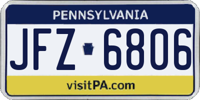 PA license plate JFZ6806