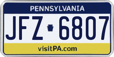 PA license plate JFZ6807