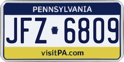 PA license plate JFZ6809