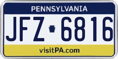 PA license plate JFZ6816