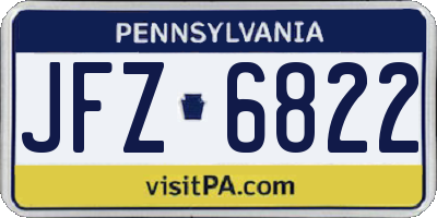 PA license plate JFZ6822