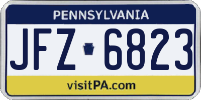 PA license plate JFZ6823