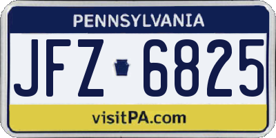 PA license plate JFZ6825