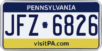 PA license plate JFZ6826