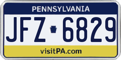 PA license plate JFZ6829