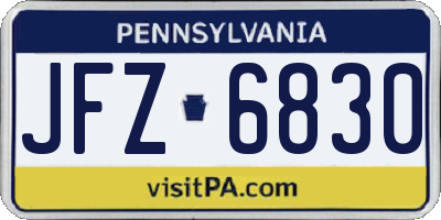 PA license plate JFZ6830