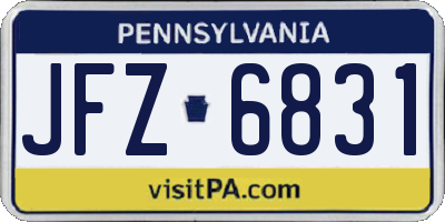 PA license plate JFZ6831