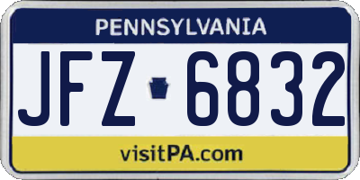 PA license plate JFZ6832