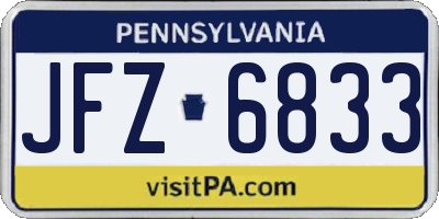 PA license plate JFZ6833